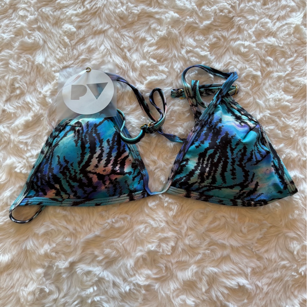 Vibrant Blue and Black Bikini Top